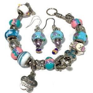 Danbury Mint April Collection Bracelet Earrings Easter 6.75”